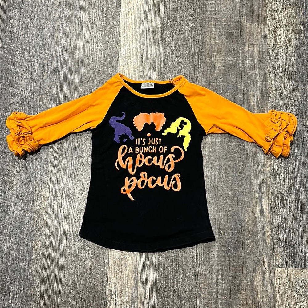 Little Girls’ Hocus Pocus Shirt with Ruffle Sleeves
